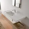 Rectangular White Ceramic Bathroom Sink Overflow Counter Space Left ADA Compliant 1