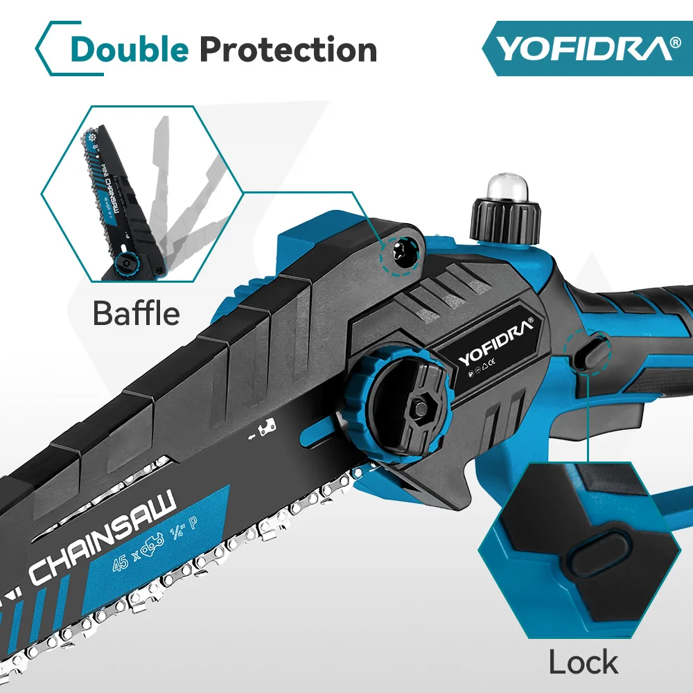 YOFIDRA Brushless 8inch Electric Chainsaw Cordless Rechargeable