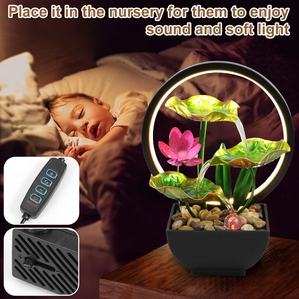 Tabletop Fountain Battery/USB Operated Water Fountain Feature Zen Meditation Fountain Decor Sound Relaxation Fountain Ornament 4