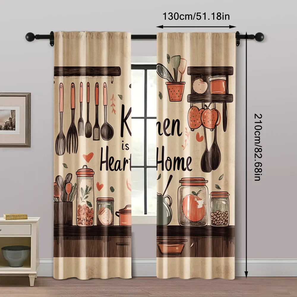 2pcs, Curtain Cloth Vegetables Fruits Durable Polyester (without rod) All Seasons Ldeal for Bedroom, Living Room 5