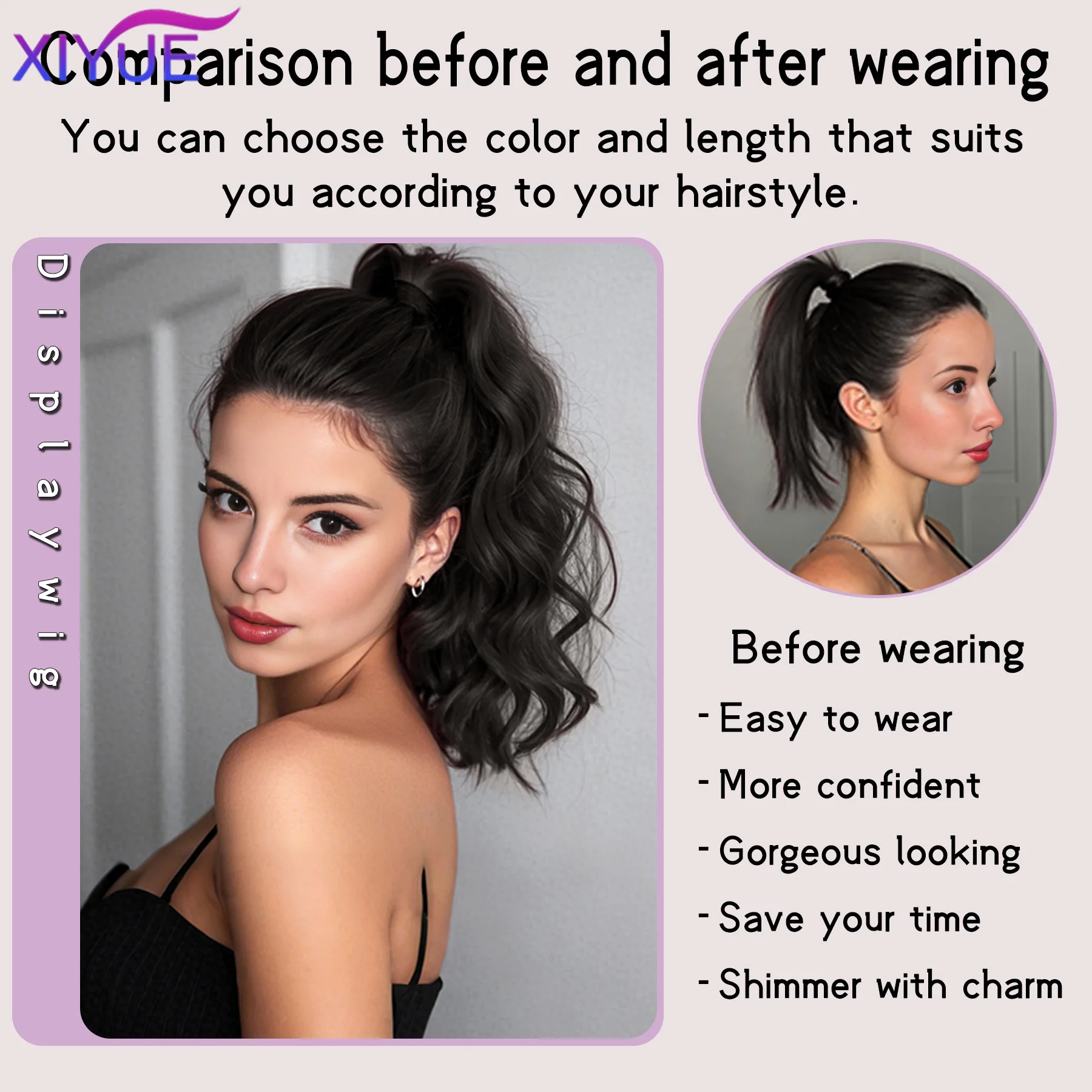 Premium Synthetic Curly Claw Clip In Ponytail Daily Use brown Black Short Hairpiece Fluffy Hair Fake Lady Pigtail Hair Extension