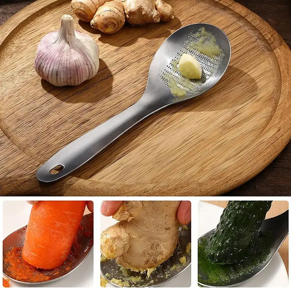 Multifunctional Stainless Steel Ginger Grater Spoon Ginger Tea Spoon Garlic Grater Lemon Zester For Kitchen Fruit Vegetable Tool