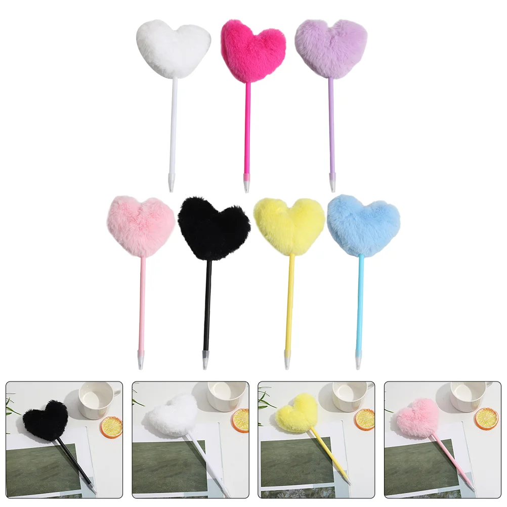 

Writing Pen Fluffy Ball Pen Decorative Fuzzy Ball Heart Pen Decorative Heart Shape Pom Pom Pen Mix Color