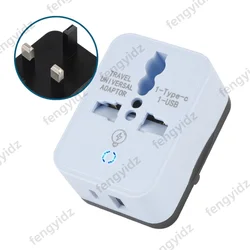 Universal Travel Adapter with USB Type - C Port - Power Charger and Outlet Converter (Blue UK Plug)