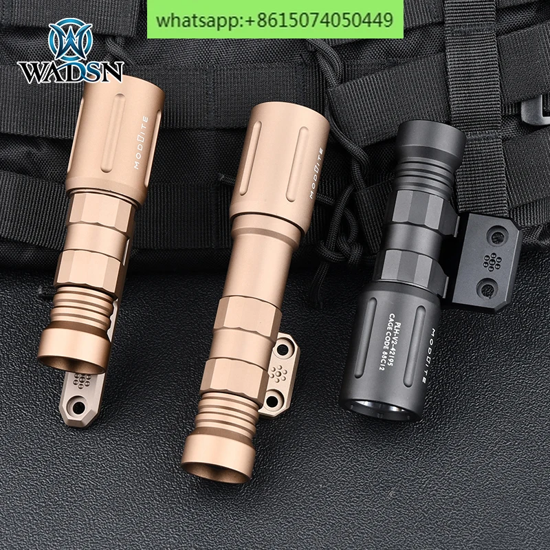 

Modlite PLH-v2 flashlight illuminates the side of aluminum alloy MLOK/K fishbone base.