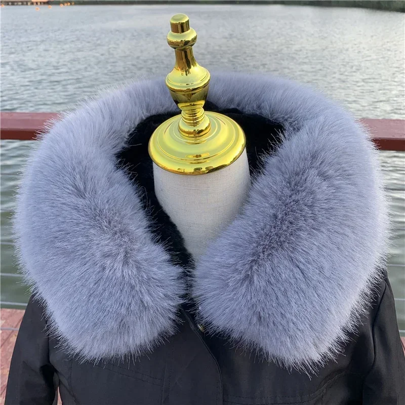 Soft Women Scarf Winter Faux Fox Fur Collar Furry Warm Thicken Men Parka Coat Hood Decor Fake Fur Shawl Luxury Scarves