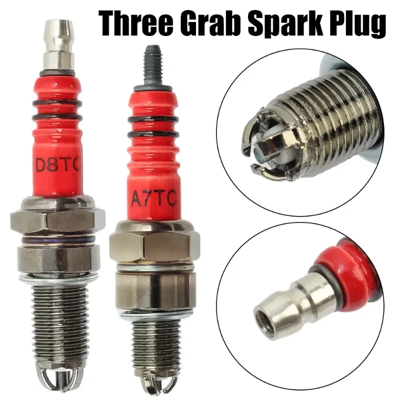 Car Three-sided Pole Spark Plug A7TC/D8TC Gasoline Chainsaw and Brush Cutter Engine Three-jaw Spark Plugs
