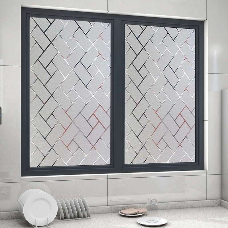 Window Film Self Adhesive Wallpaper Window Privacy Film Window Tint Sticker Adhesive Vinyl Stickers Removable Wallpaper Wall Protective Film 3D Window Privacy Film Removable Glass Window Film Static Cling Privacy Wallpaper Sticker Kitchen Door Bathroom Home