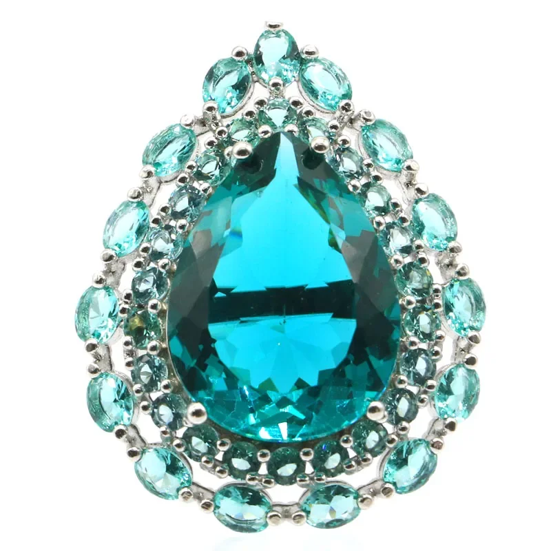 9g Big Heavy Customized 925 SOLID STERLING SILVER Customized Rings Gorgeous Swiss Blue Topaz Aquamarine Green Peridot Rhodolite