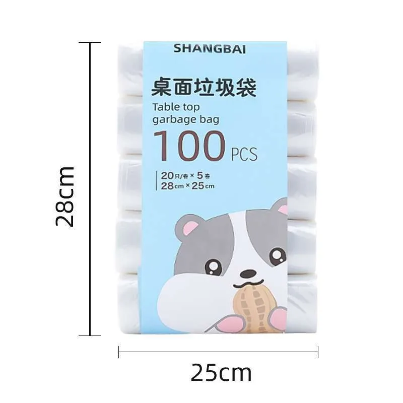 5Roll 100Pcs Mini Garbage Bag Household Thickened Small Desktop Garbage Can Garbage Bags Disposable Trash Bags Kitchen Tools images - 6