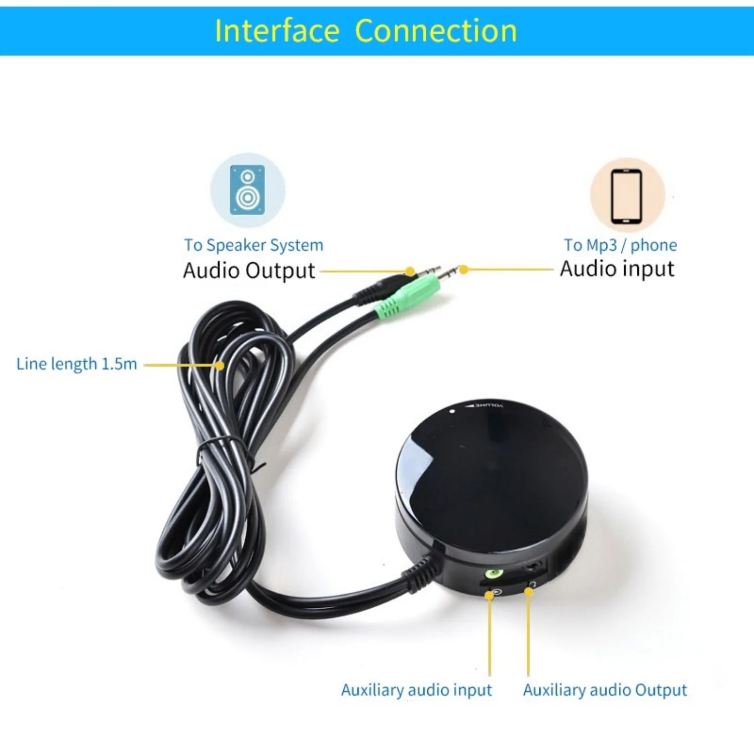 Audio Volume Wired Controller Aux 3.5mm Signal Volume Control by Cable Adjustment For Speakers Amplifier System 2