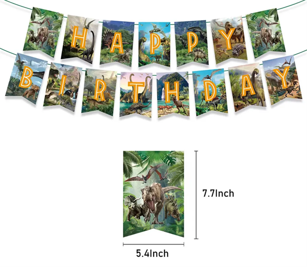 Jurassic World Dinosaur Tablecloth Party Table Covers Disposable Tableware Cup Plate Kids Birthday Balloon Banner Decor