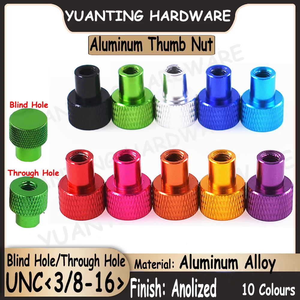 

2Pcs UNC 3/8-16 Aluminum Thumb Nuts Hatching Knurling Hand TightenThumb Nut for FPV RC Models Blind Hole and Through Hole