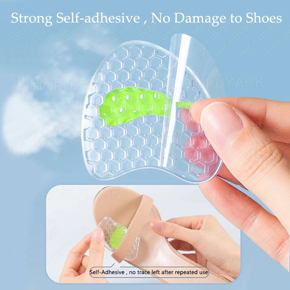 Soft Gel Forefoot Pads for Women High Heels Sandals Silicone Shoe Pads Insoles for Shoes Non-Slip Inserts Adjust Size Foot