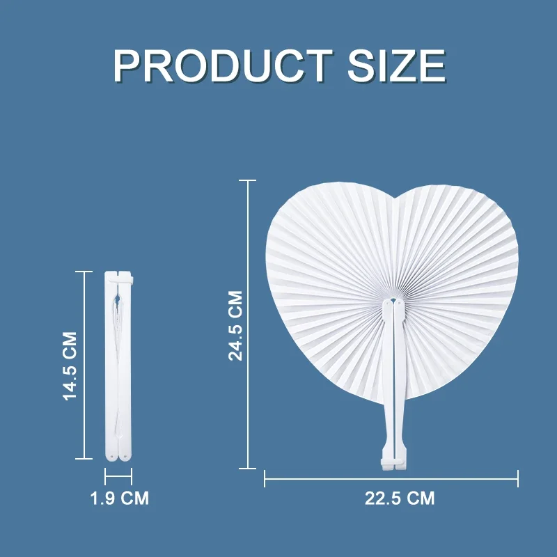 Foldable DIY Painting Heart Shape Round Paper Fan Wedding Party Guest Gifts Decoration Anniversary Kids Party Favors 20/100 PCS folding fan hand fan