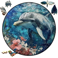 Mysterious Cute Animals Wooden Puzzle For Adults Wooden Crafts Colorful And Round Shaped Animal Puzzle Wood Craft Toys For kids 2
