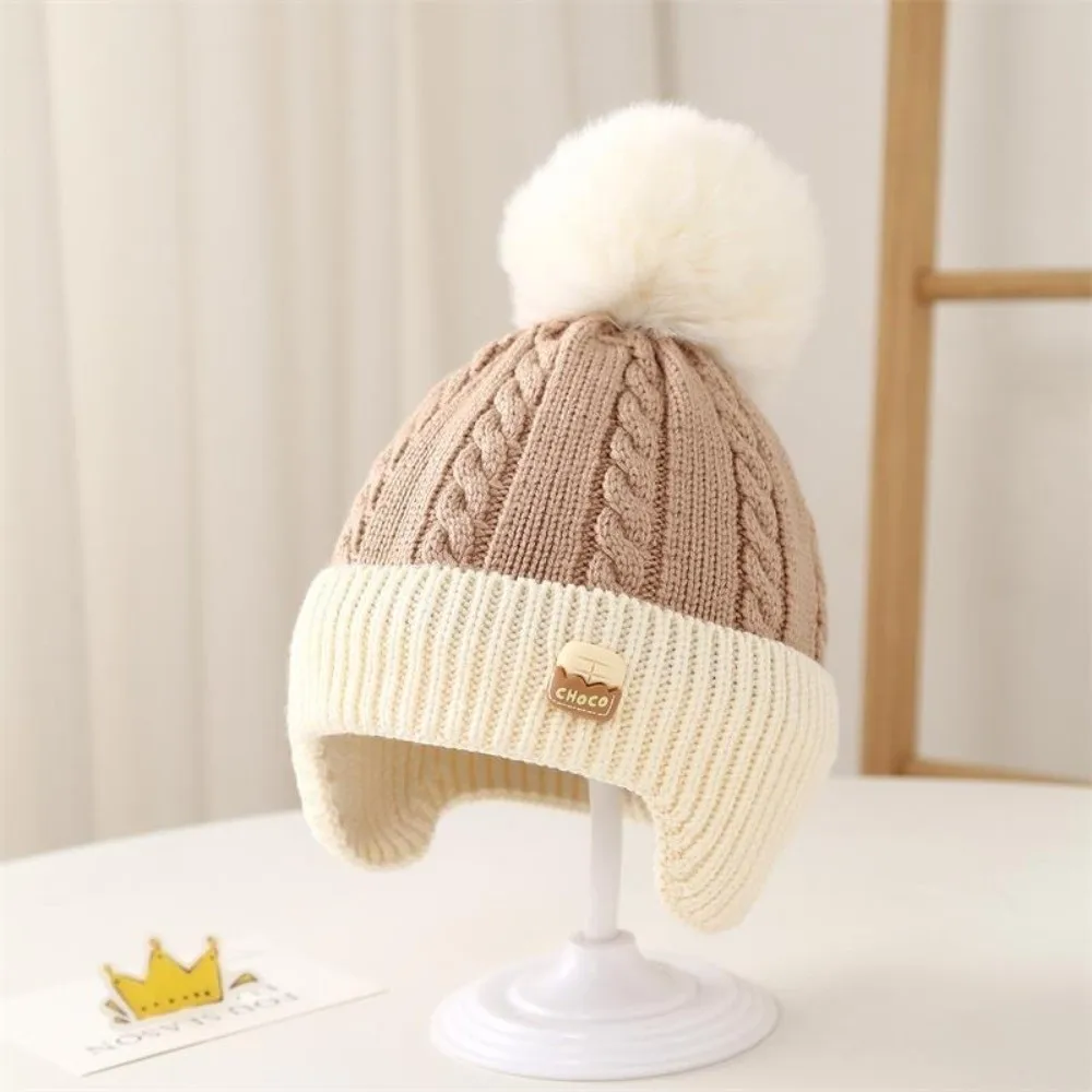 New Pompom Pullover Cap Knitted Windproof Beanie Hat Warm Coldproof Knitted Cap Autumn and Winter