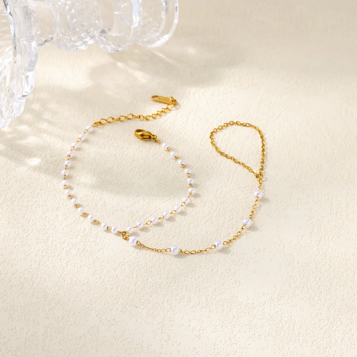Stainless Steel Peral Chain Bracelet Women Gold Color