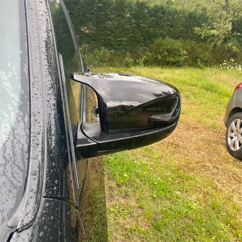 BMW X5 E70 X6 E71 2008-2013 2개 사이드 윙 리어뷰 개조 자동차 스타일링 밝은 검정색 탄소 섬유 패턴 미러 커버 캡