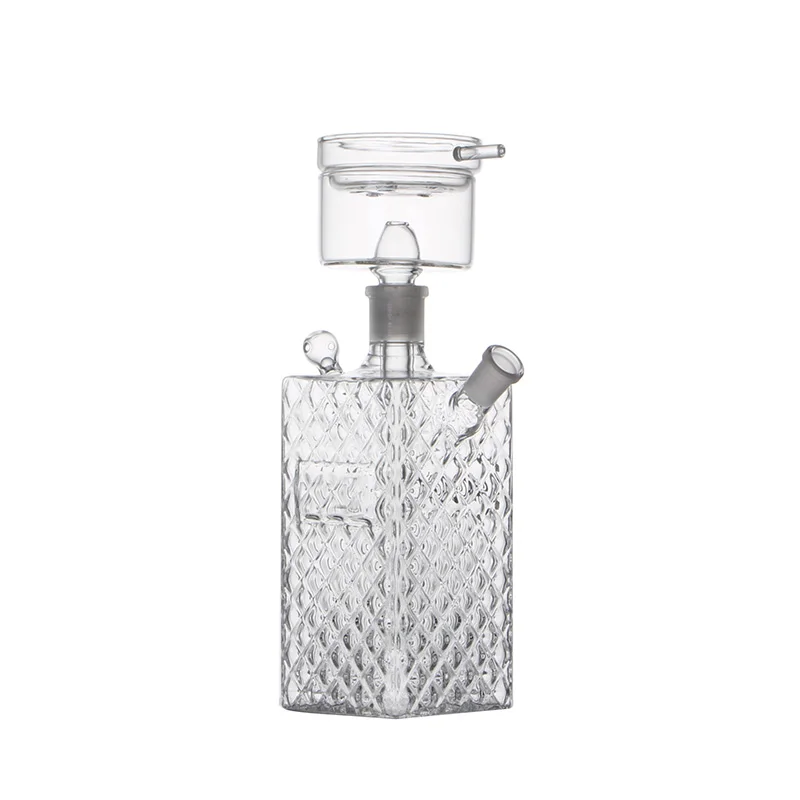 Hookah Set Travel Cube Glass Hookah Set Narguile Sheesha Chicha Nargile Cachimbas Whisky Square Bottle Shisha Big Size Bowl Charcoal Lid