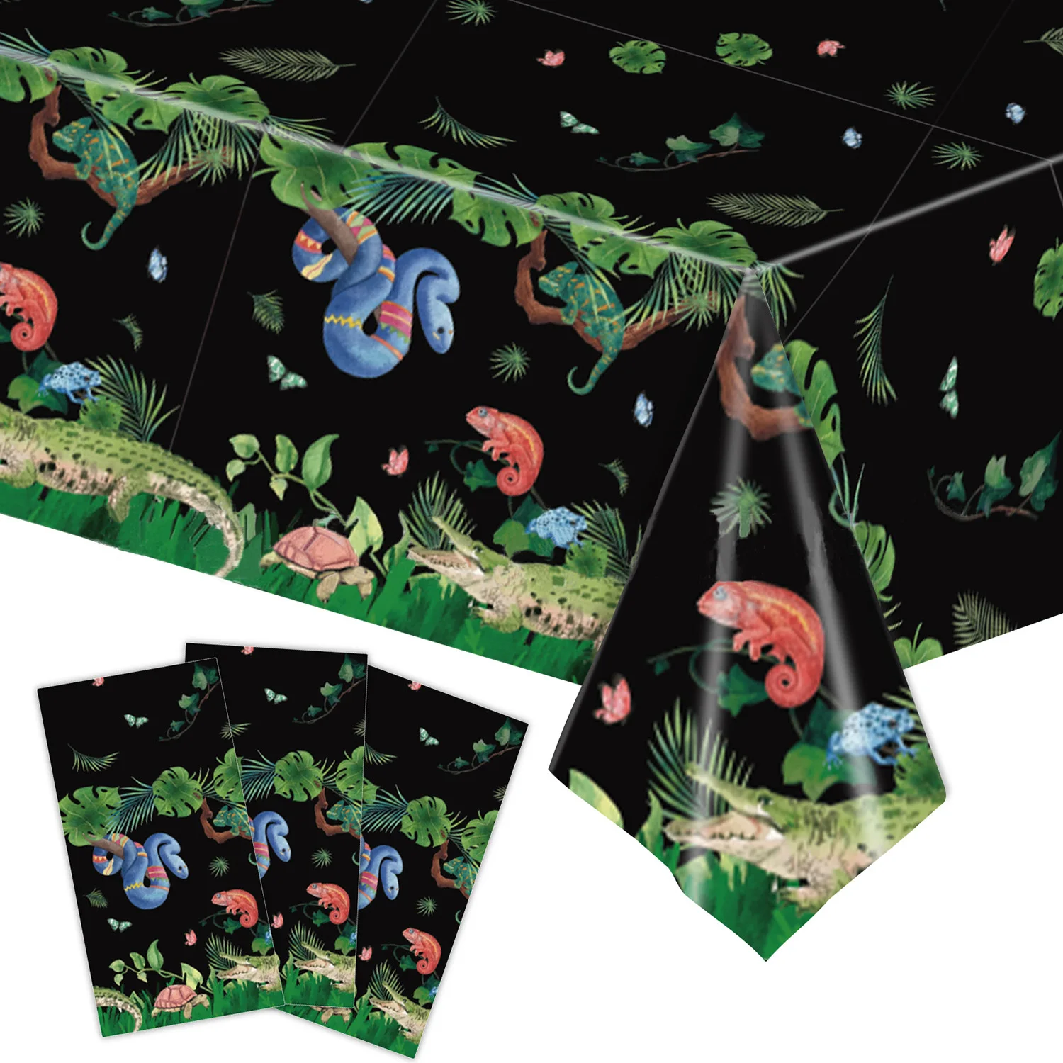 Tovaglia A Tema Rettile Wild Basilisk Monster Forest Bambini Horror Party Stoviglie Usa E Getta Tovaglia Tazze Piatti Tovaglioli