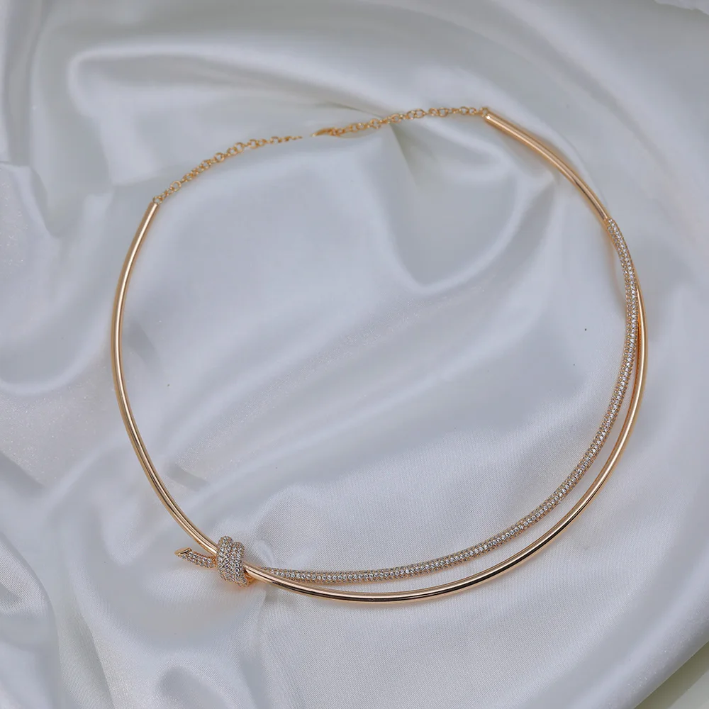 Fashion Talent Luxury Designer Knot Necklace Women's Large Collar Ball Accessories Exquisite Girlfriends Gifts Gorgeous Street