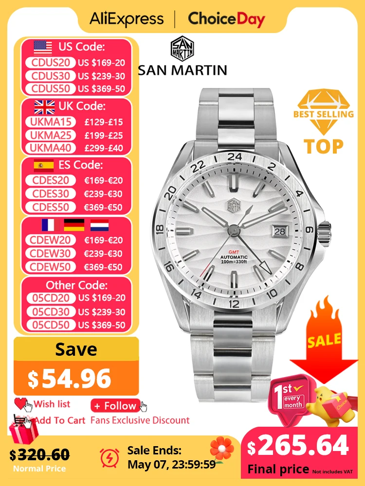 San Martin-reloj mecánico de lujo para hombre, cronógrafo mecánico de 39mm con textura de desierto, luminoso, NH34, 100m, SN0129