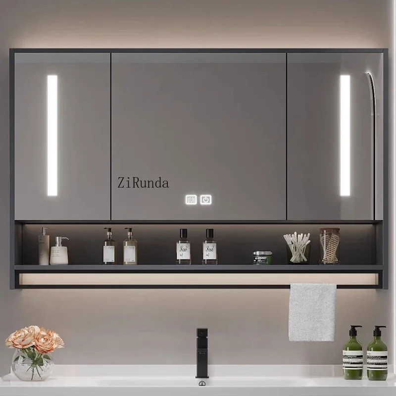 Nordic Smart Bathroom Mirror Cabinet Fashion Simple Large Capacity Beauty Lamp Mirror Cabinet Shelv Furniture Arredo Bagno FYBC