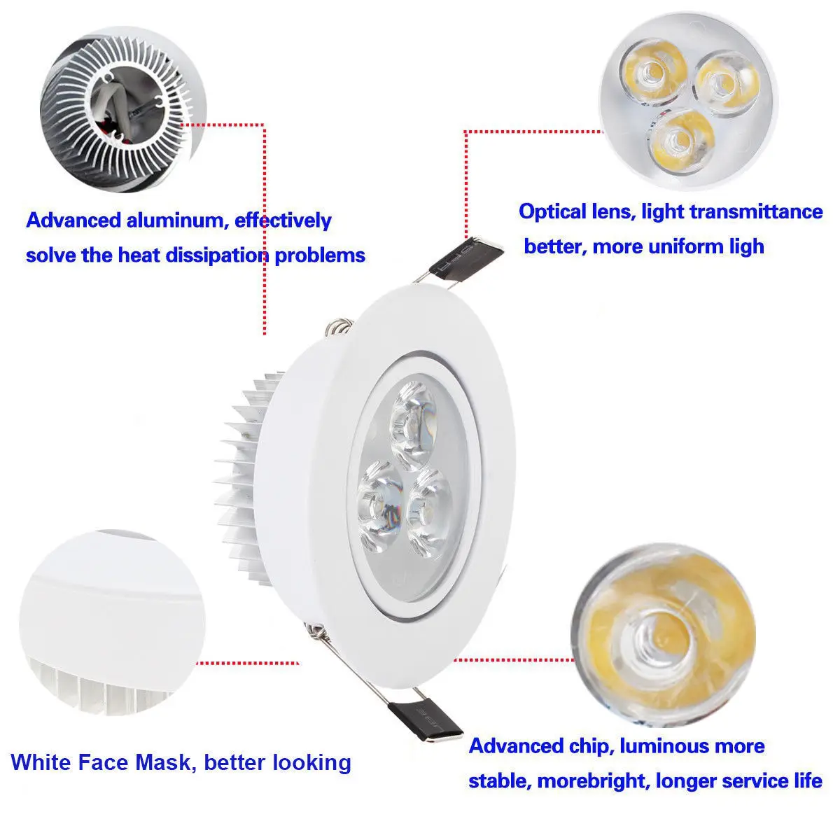 Dimmable 3W LED Recessed Ceiling Downlight Spotlight Lamps with Driver Colorful Red Yellow Blue Green Purple 110V 220V 12V 24V