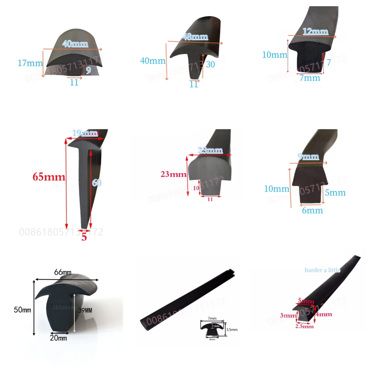 Mushroom T Strip Rubber Gap Cover Edge Encloser Shield Wall Panel Cable Solar Photovoltaic Panels Machine Sealing Strip Black