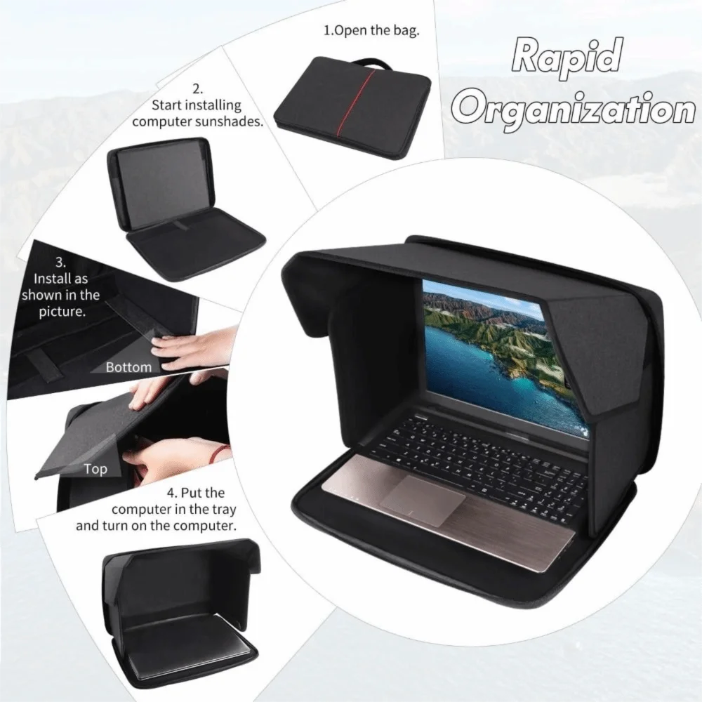 New Foldable Laptop Sun Shade Portable 12-16inch Privacy Screen Hood Multi-functional Laptop Sunshade Bag Outdoor