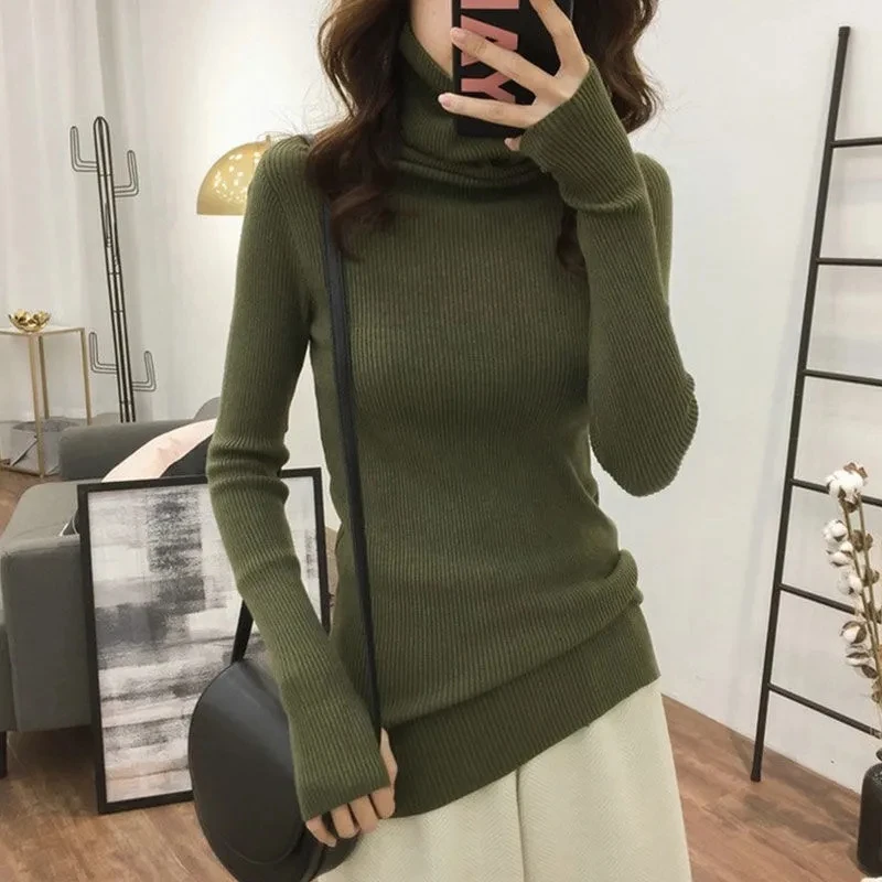 

Basic Turtleneck Sweaters Women Gloves Black Slim Pullover Knitted Bottoming Shirt Long-Sleeved Top Jumper Soft Warm Jumper