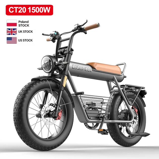 Coswheel vélo électrique CT20 1500W 48V 25AH moto 20 pouces Fatbike Ebike VTT vélos adulte vélo électrique gratuit TVA 1
