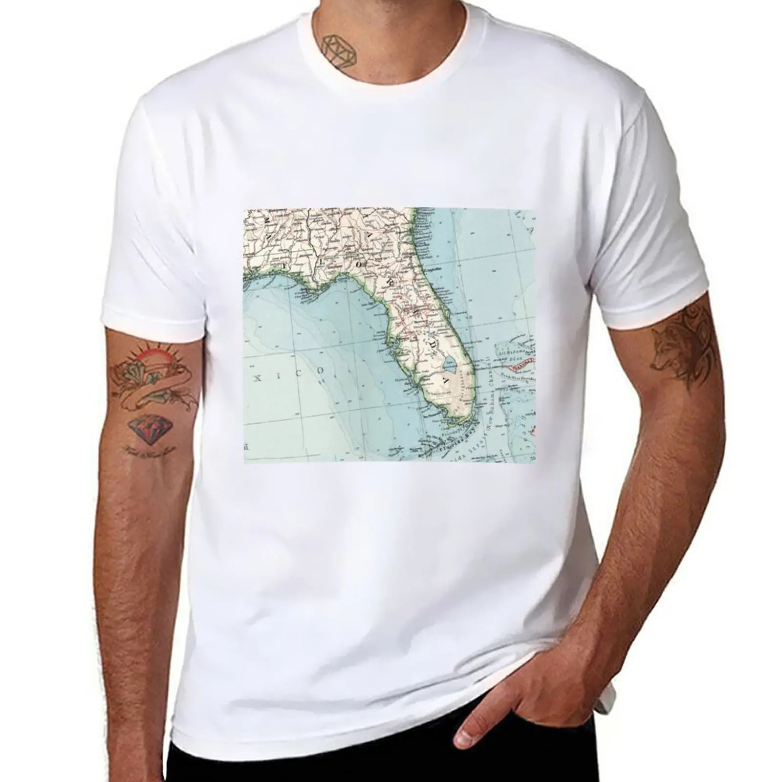 

New Vintage Map of Florida (1900) T-Shirt Anime t-shirt summer clothes Short sleeve tee men clothing