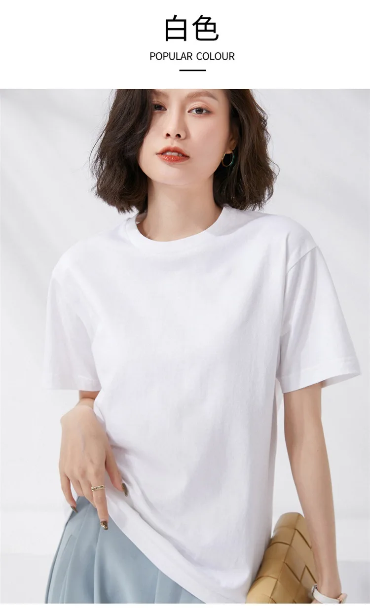 Women T-shirts 2024 Summer Tops Solid Short Sleeve Loose O-neck 100% Cotton Casual Ladies Shirts Harajuku Korean Woman Tshirts