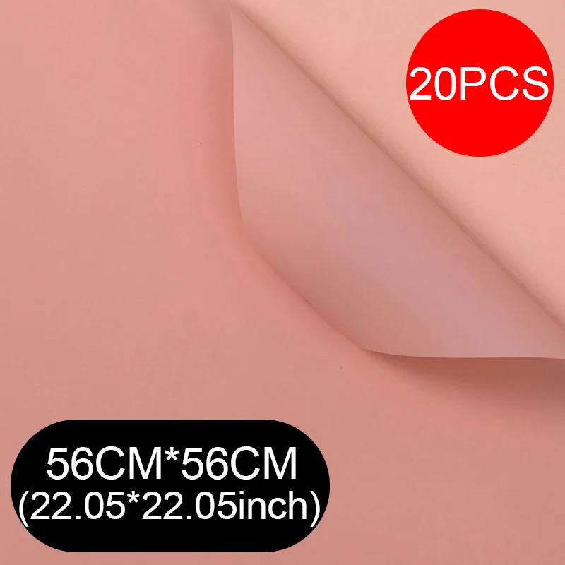 Korean Style Solid Color Waterproof Bouquet Wrapping Paper - 20 Sheets
