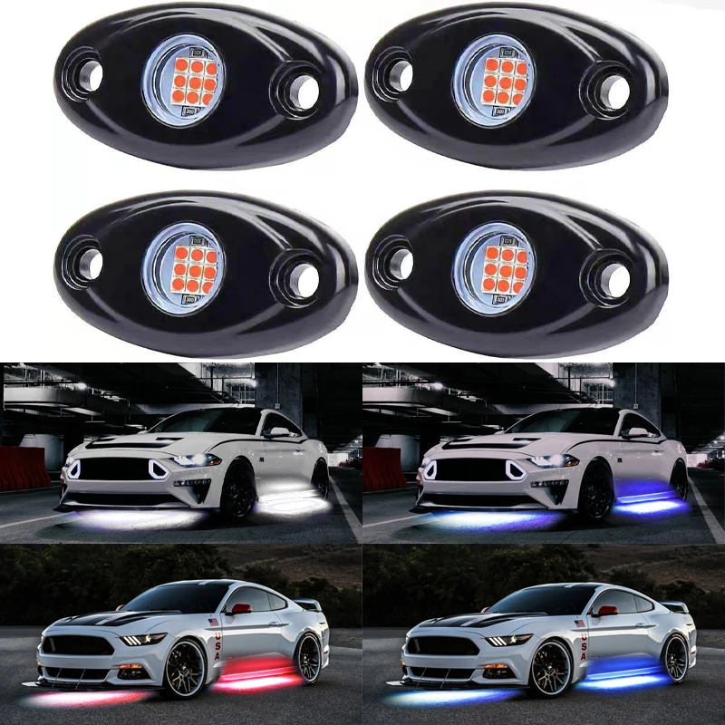 

2/4 pcs Car LED Chassis Light Underbody LED Atmosphere Light Decorative Lamp Exterior Decoration Rock Light For Jeep Suv Offroad