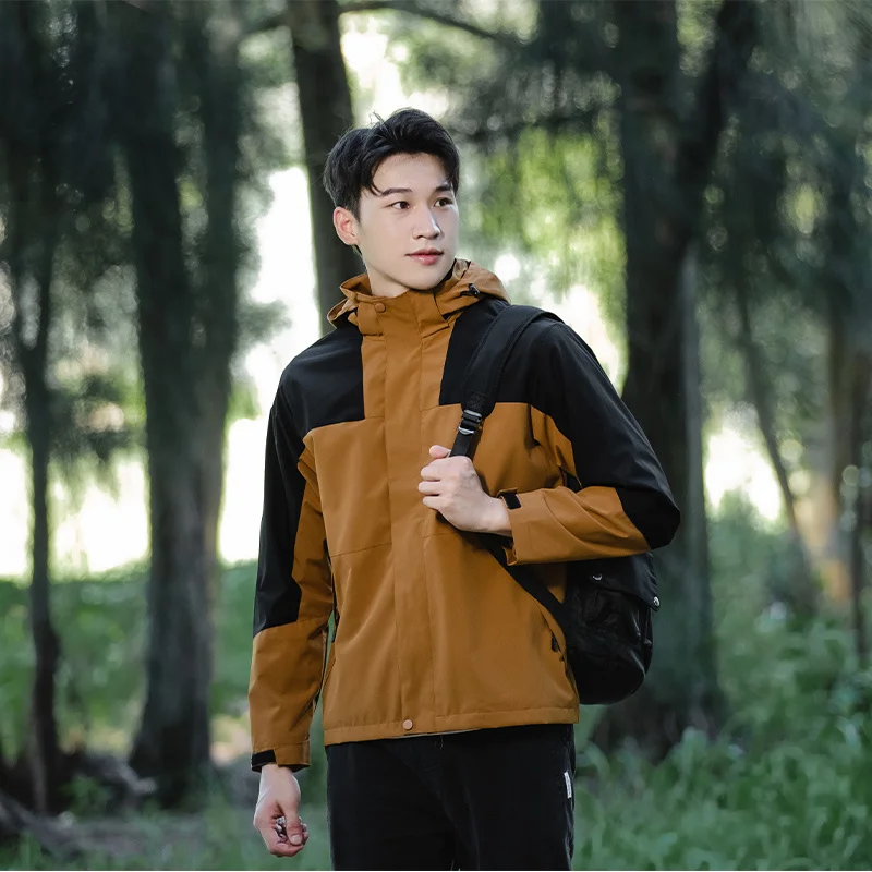 

New Detachable Hooded Couple Coats Patchwork Outdoor Outwears Jackets Windbreaker Cargo Hiking Climbing Travel Overcoat