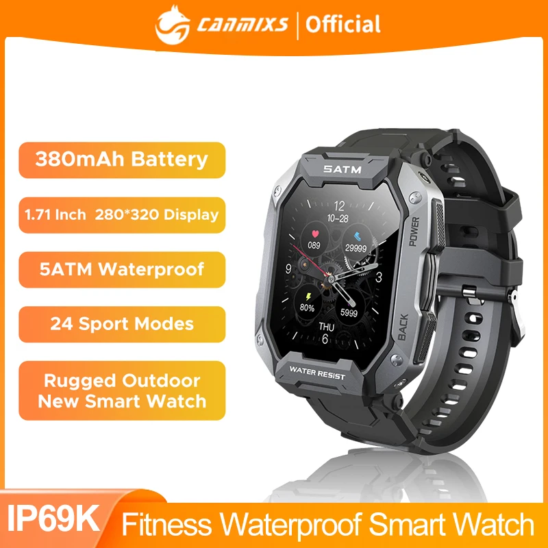 

Smartwatch 2023 Rugged Outdoor Smart Watch 5ATM IP69K Fitness Waterproof Bluetooth Heart Rate Smartwatch For Men Women TANK M1