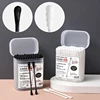 100Pcs/Box 2-in-1 Ear Digging Spoon Double Ended Cotton Stick Spiral Ear Cleaner Disposable Cleaning Black And White Cotton Swab 2