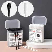 100Pcs/Box 2-in-1 Ear Digging Spoon Double Ended Cotton Stick Spiral Ear Cleaner Disposable Cleaning Black And White Cotton Swab 2