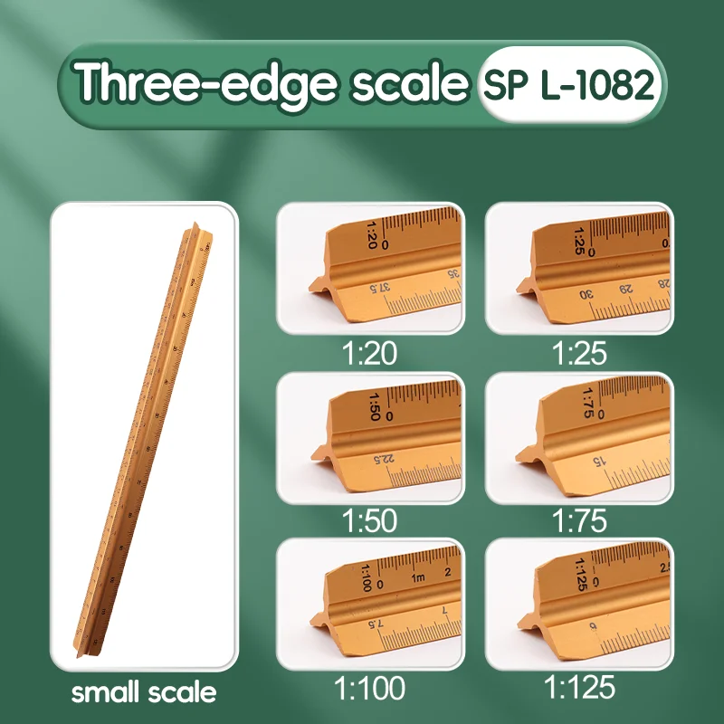 Bola espacial, regla de escala Triangular de 30cm, regla recta de Metal, arquitecto métrico, ingeniero, herramienta de medida de dibujo precisa