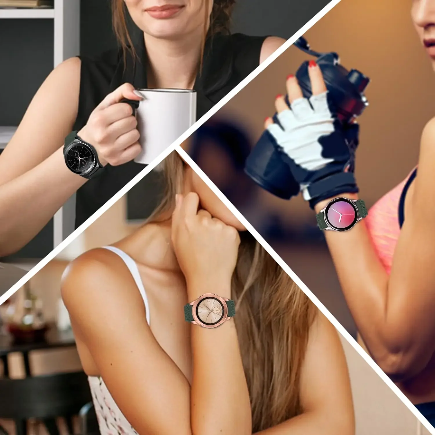 20/22mm Strap For Samsung Galaxy Watch 6 5 4 40mm 44mm classic/active 2/s3 Braided Solo loop bracelet Huawei watch GT2 3 4 Band