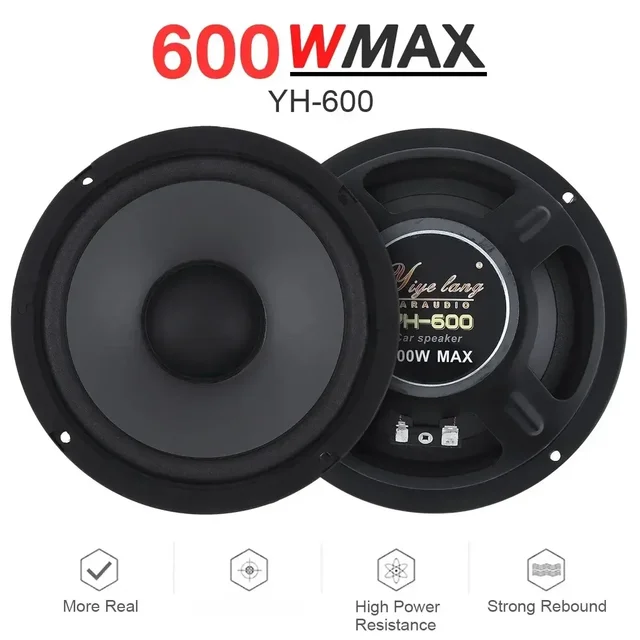 1PCS Car Speakers 600W 2-Way Vehicle Door Auto Audio Music Stereo Subwoofer Full Range Frequency Automotive Speakers 2