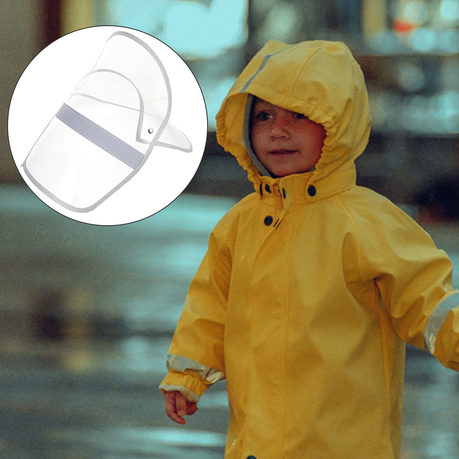 Hats Face Covering and Waterproof Raincoat Accessory, Brim Shield Cap Visor, Rainproof Parts Detachable Transparent Clear, raincoat poncho
