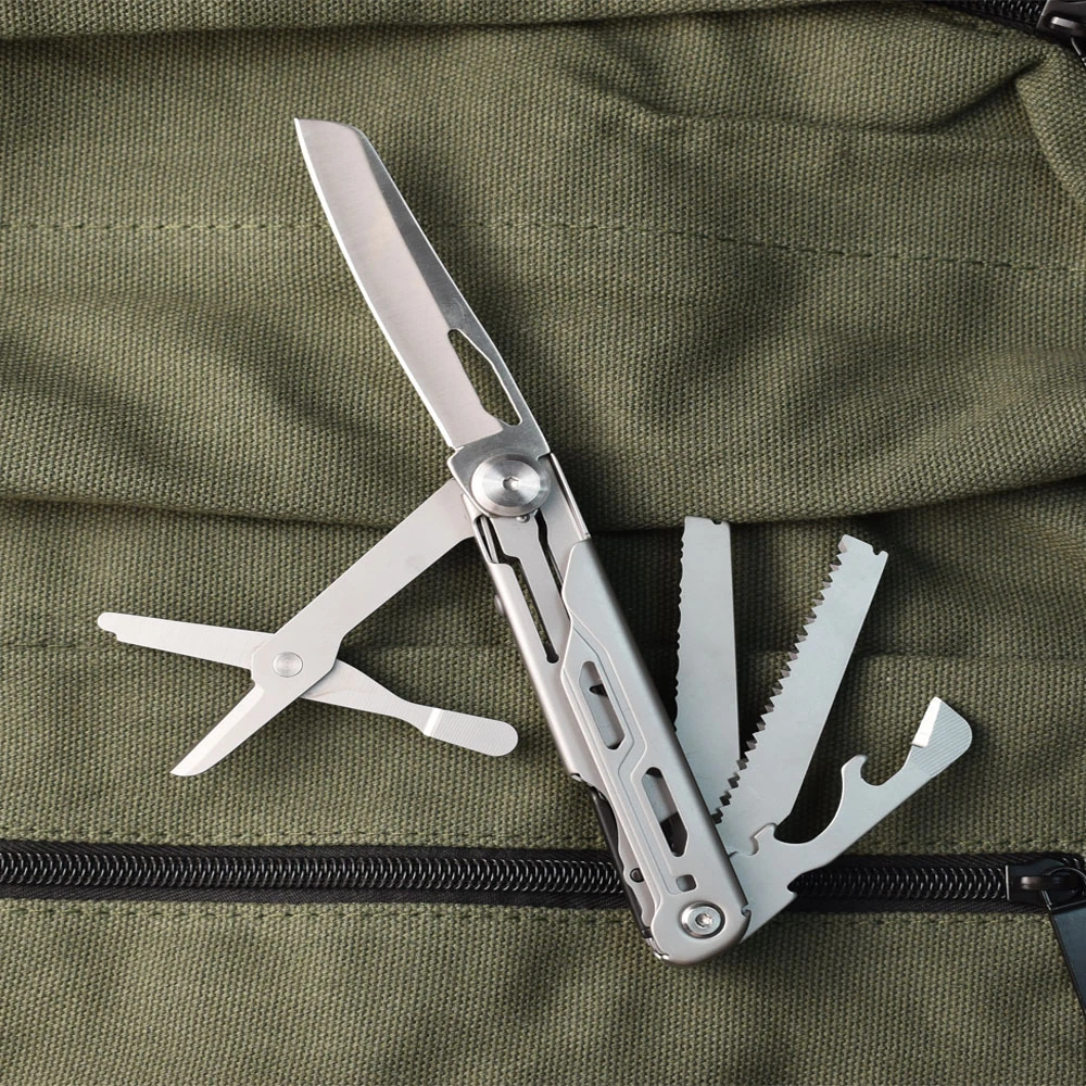 New Multitool Folding Knife Scissors 440 Steel EDC Pocket
