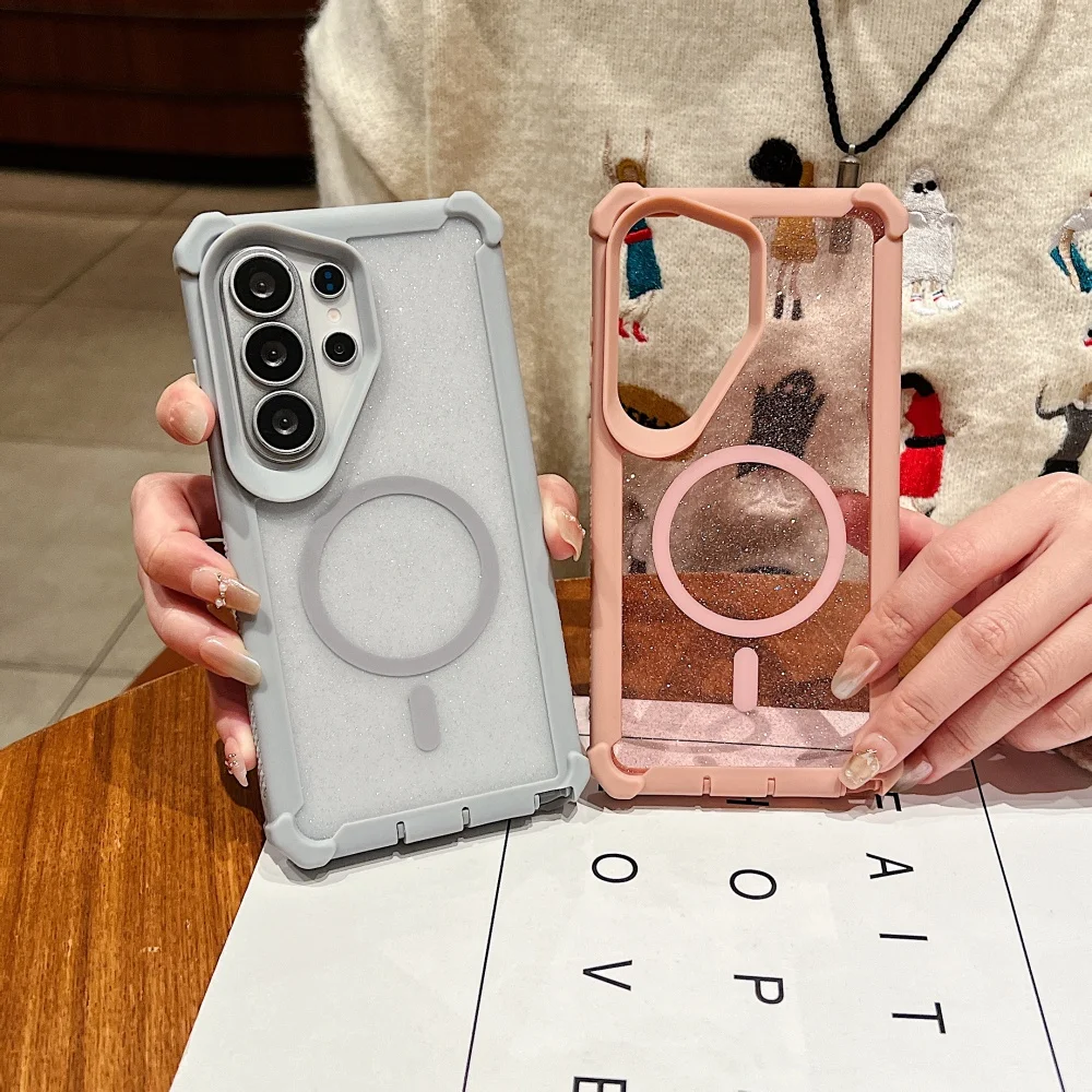 Radiant Glitter Magnetic Airbag Shockproof Case - Transparent Protective Cover