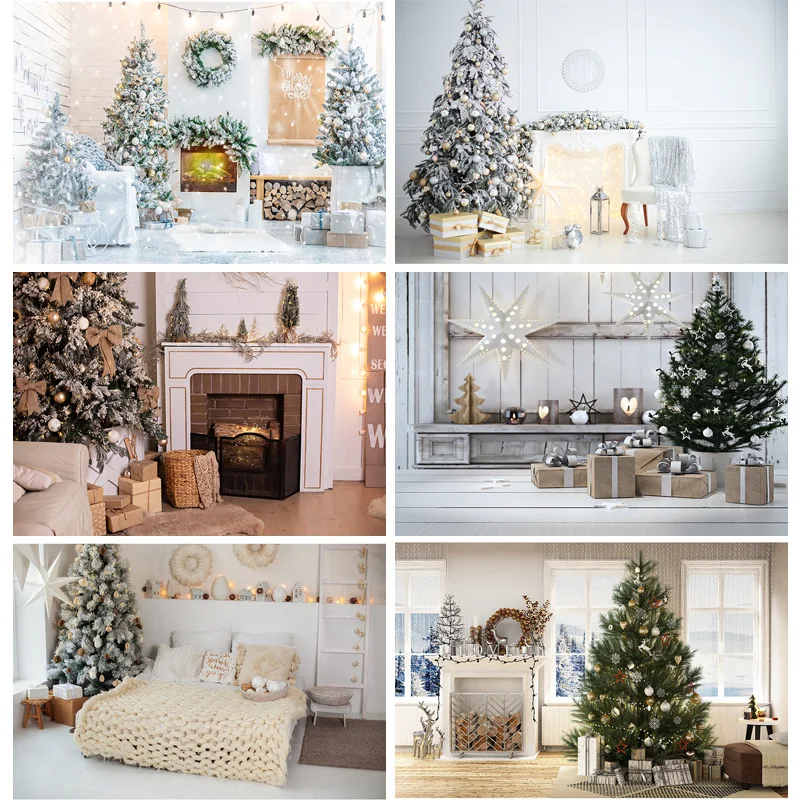 

Christmas Theme Photography Background Fireplace Christmas tree Children Portrait Backdrops For Photo Studio Props 211110 HS-09
