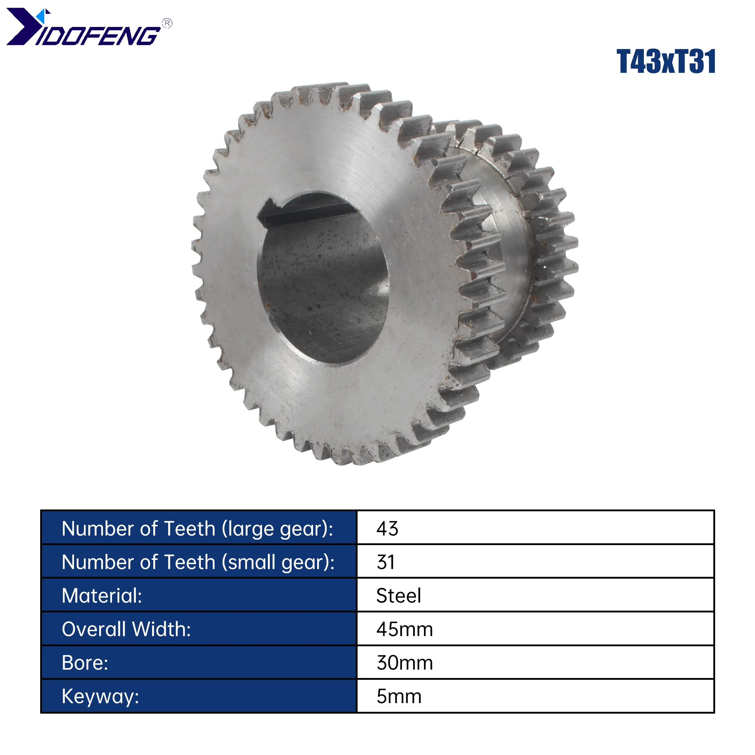 High&low T43xT31 T30xT18 Metal Steel CJ 0618 Mini Lathe Main shaft Transmission Speed Gear For CJ0618 Teeth 2pcs