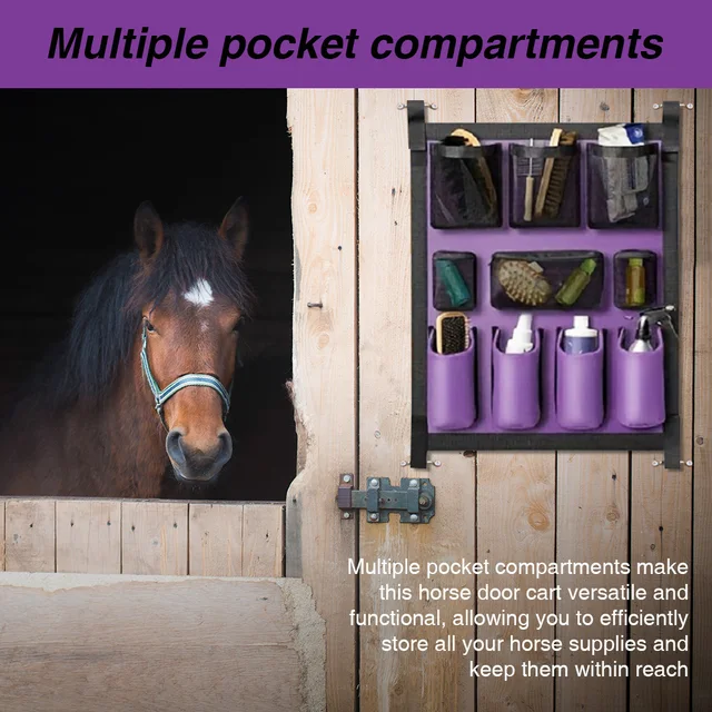 Horse Trailer Organizer Large-Capacity Storage Hanging Bag Multi-Pocket Horse Trailer Grooming Bag for Horse Brush Comb Bottle
